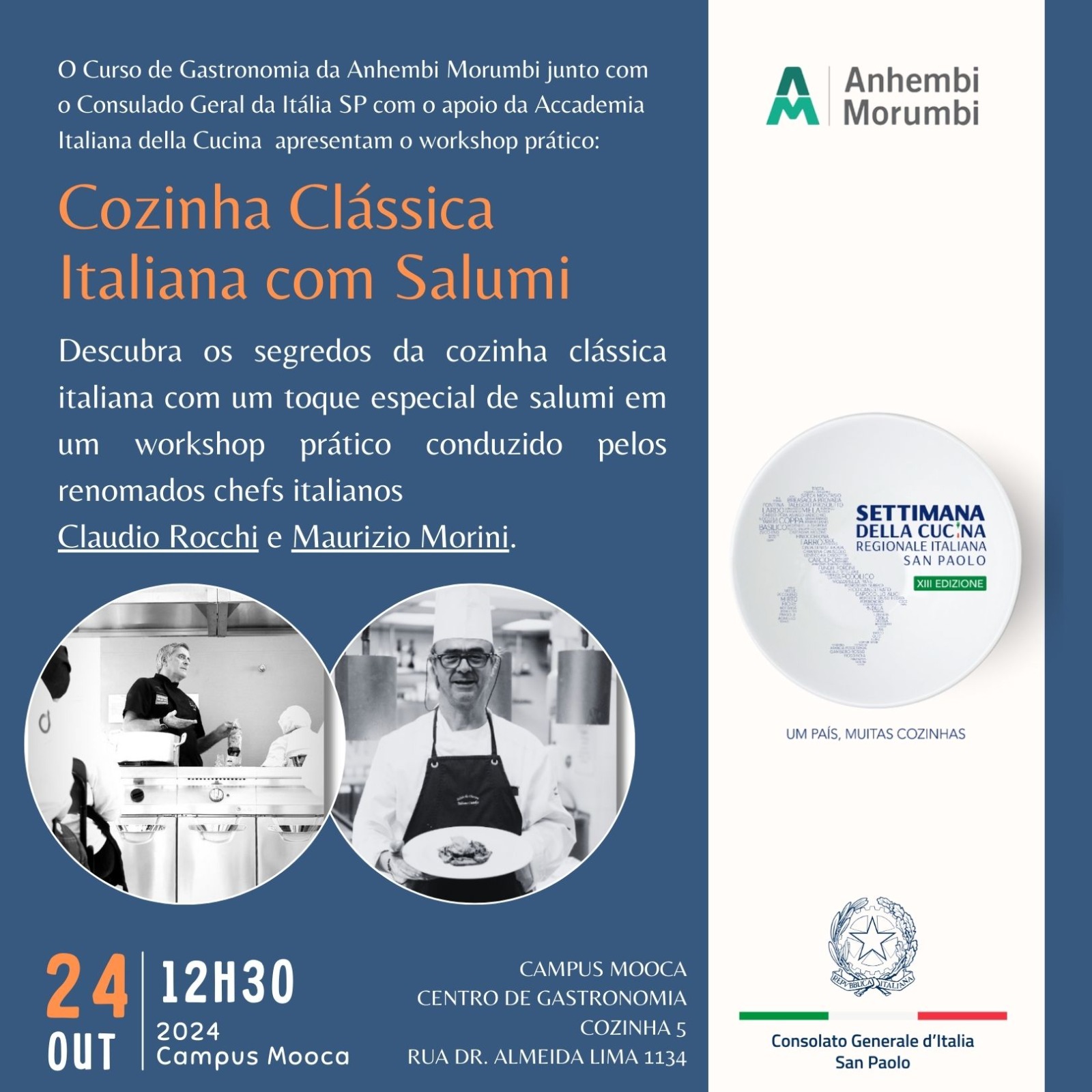 Workshop Prático: Cozinha Clássica Italiana com Salumi - Claudio Rocchi e Maurizio Morini