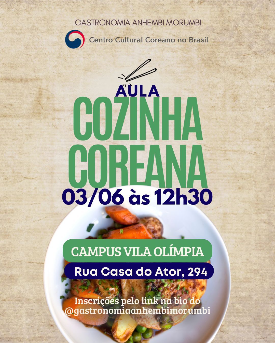 Aula prática de cozinha coreana no Campus Vila Olímpia apresenta fundamentos dos molhos jang
